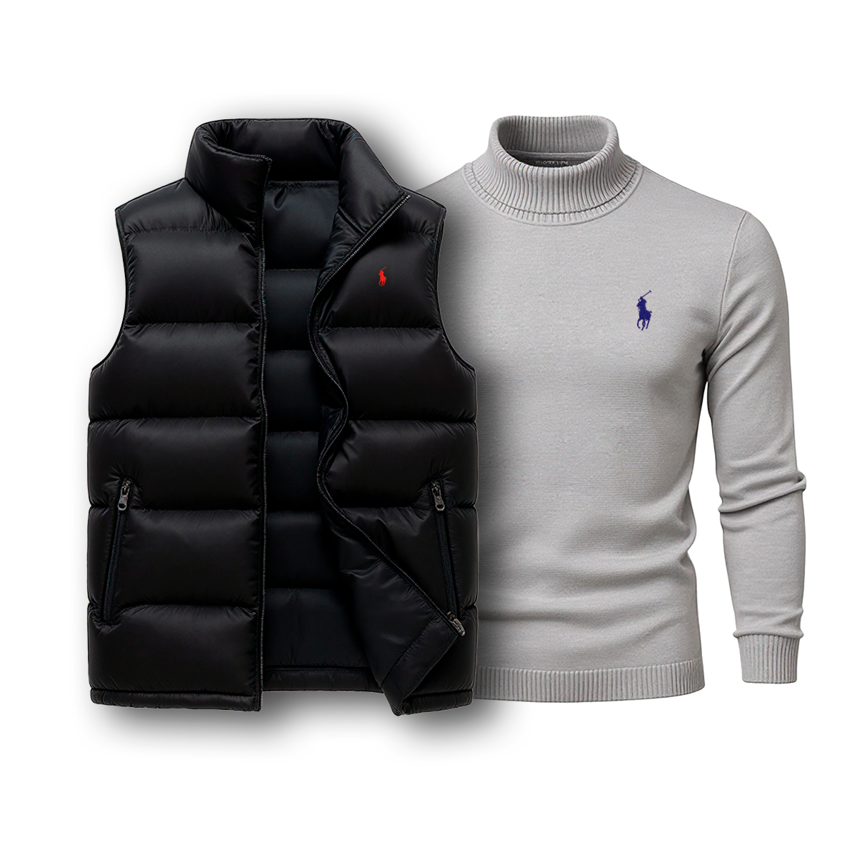 Padded Gilet + Roll-Neck Jumper
