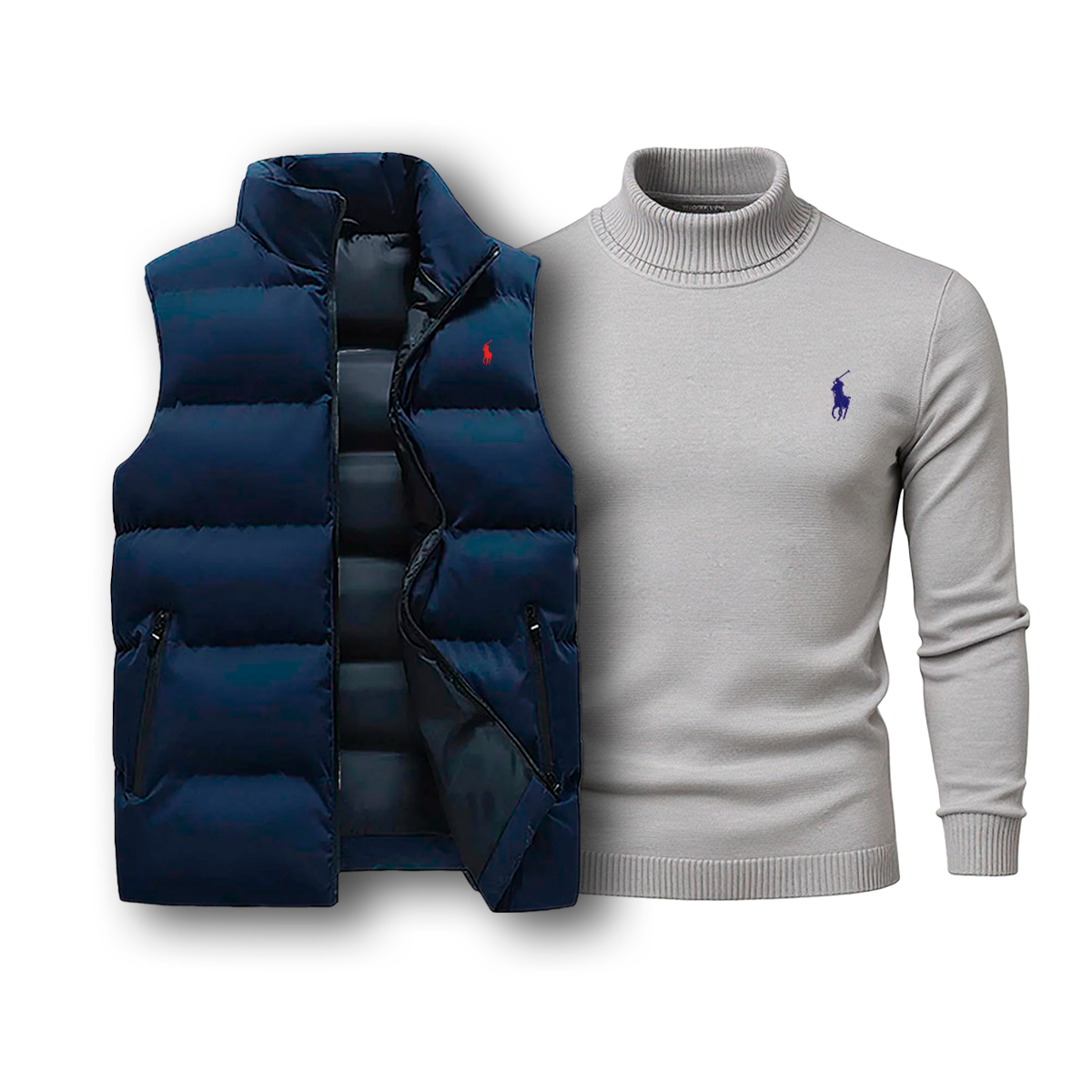 Padded Gilet + Roll-Neck Jumper
