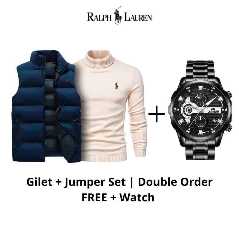 Padded Gilet + Roll-Neck Jumper