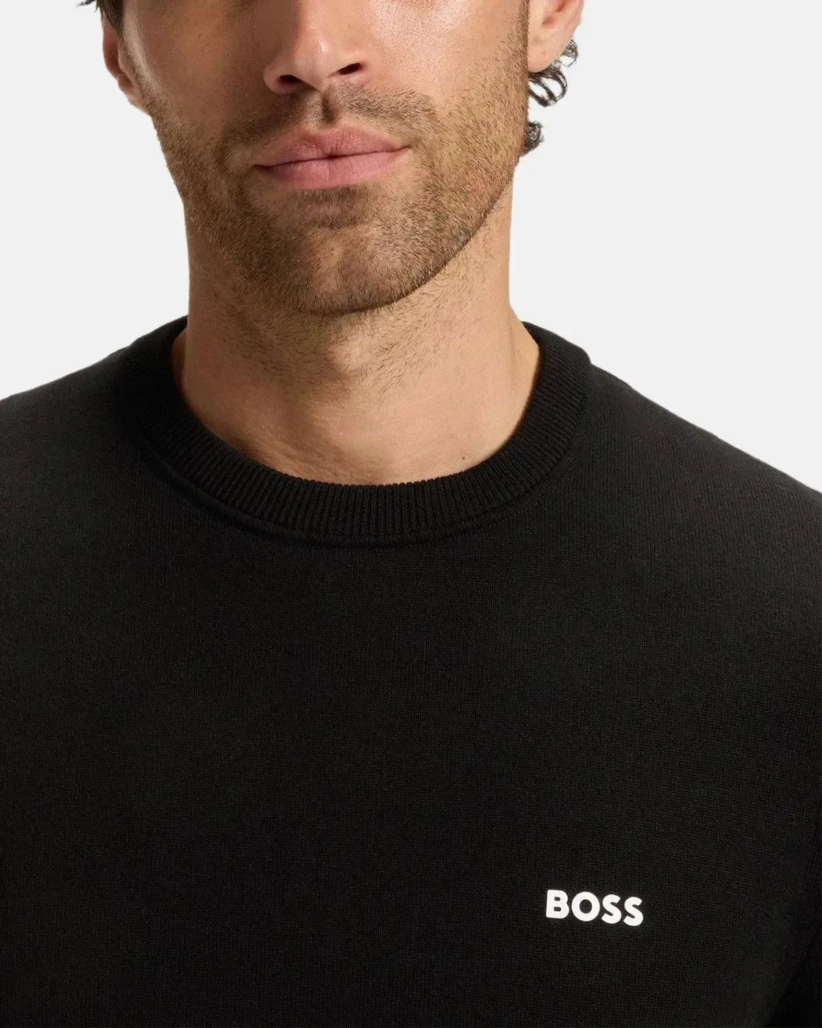 BOSS K-EVERX CREWNECK COTTON KNIT BLACK