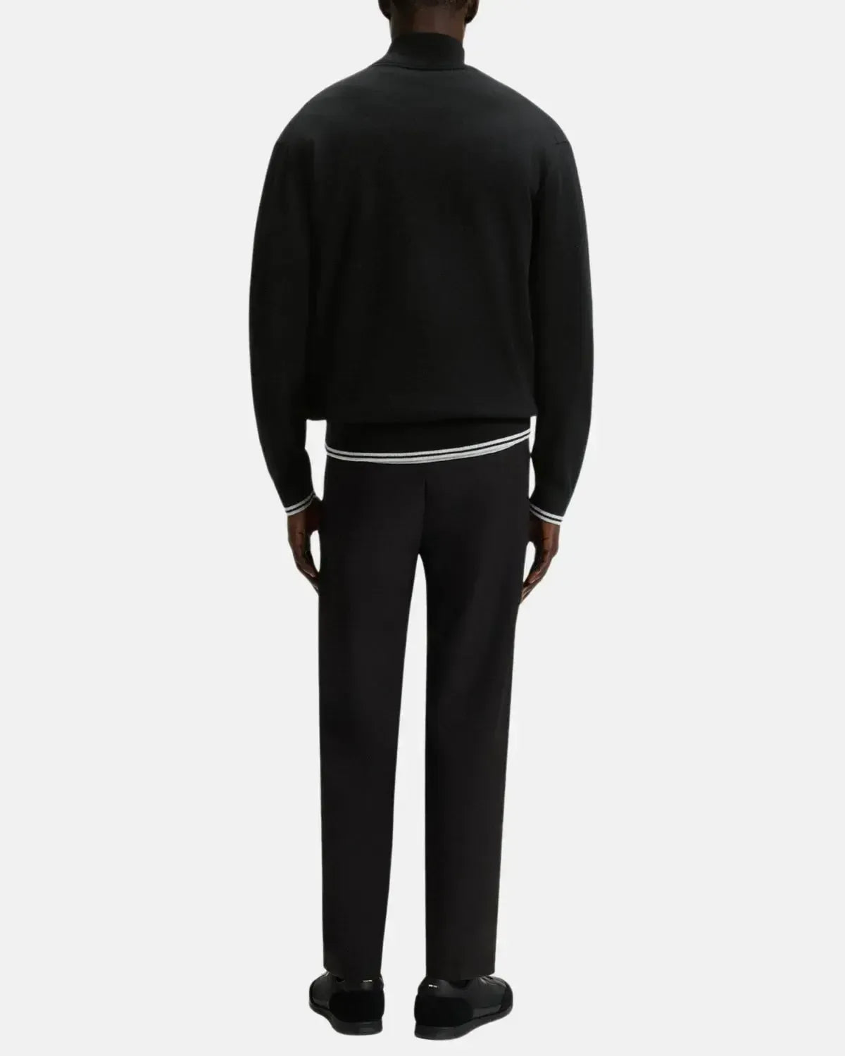 BOSS K-ZONE STRIPE DETAIL 1/4 ZIP KNIT BLACK