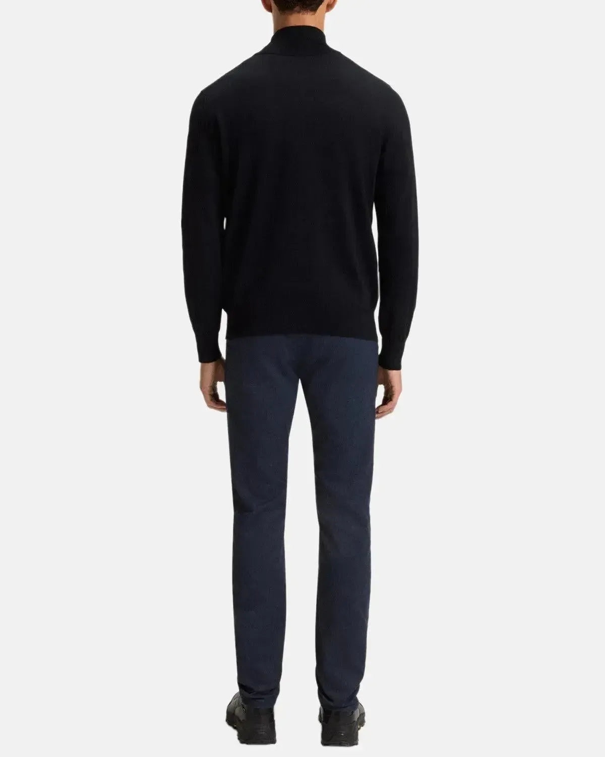 BOSS KANOBIX 1/4 ZIP COTTON CASHMERE KNIT DARK BLUE