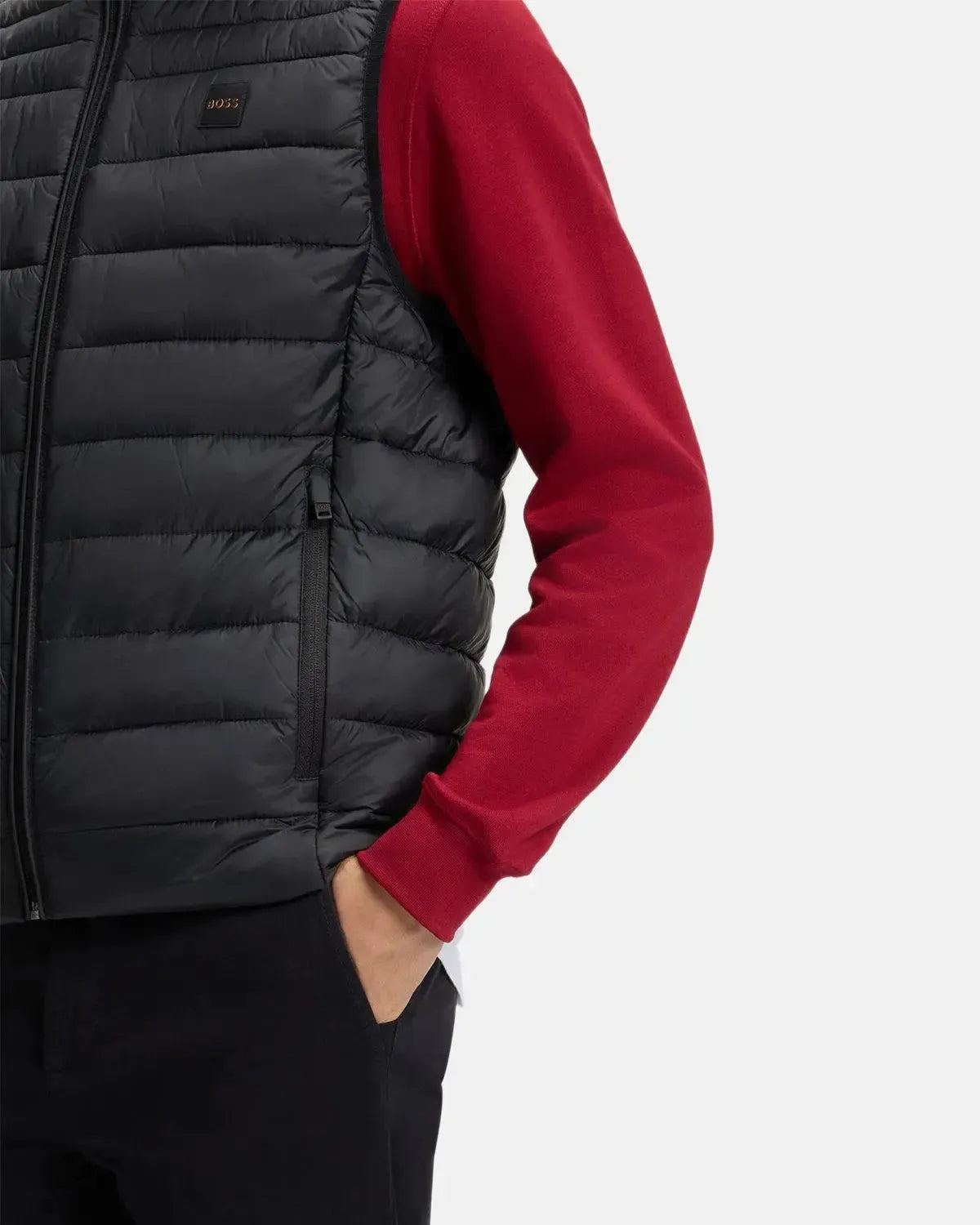 BOSS ODEN SLIM FIT PACKABLE GILET BLACK