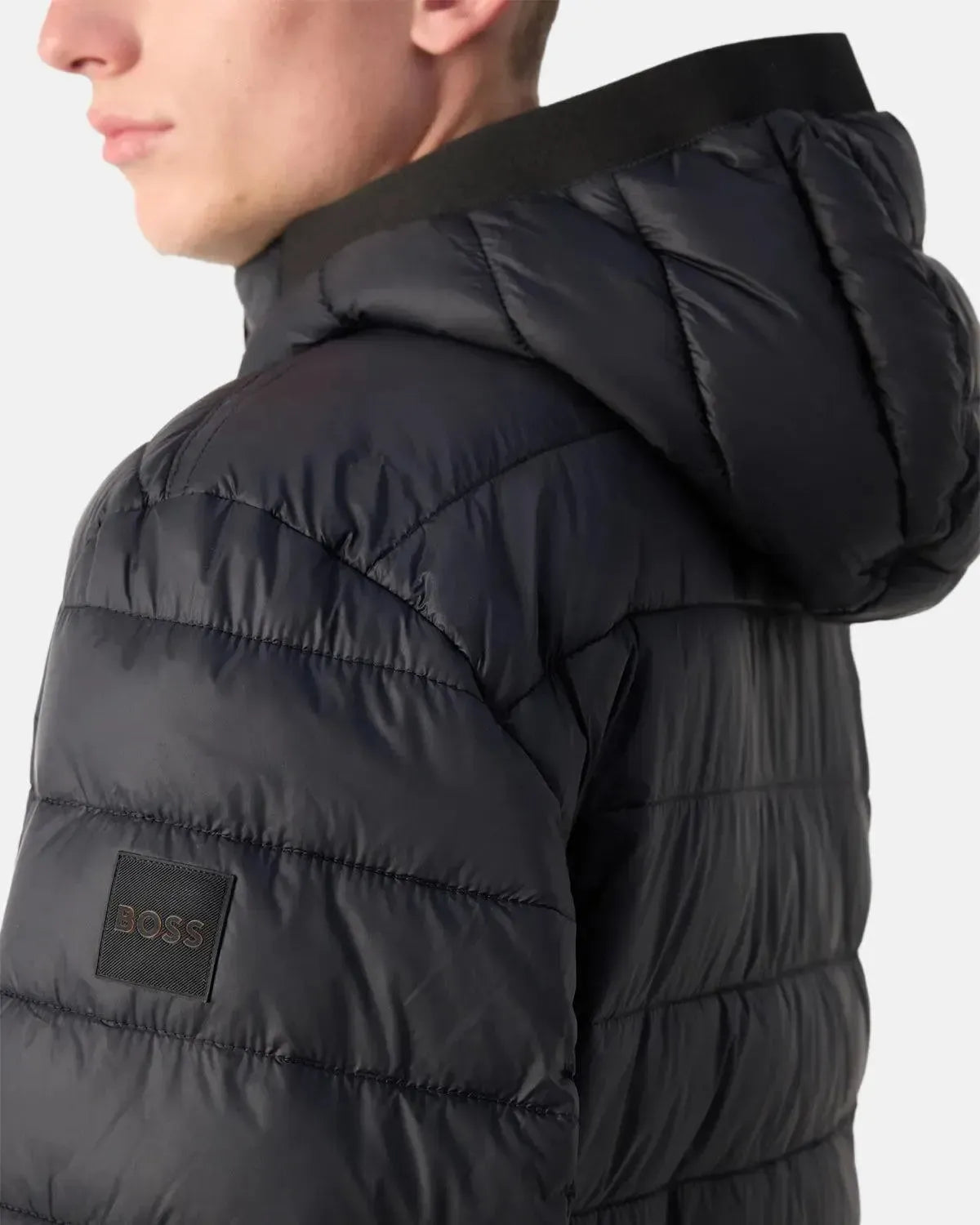 BOSS ODENIS HOODED PUFFER JACKET BLACK
