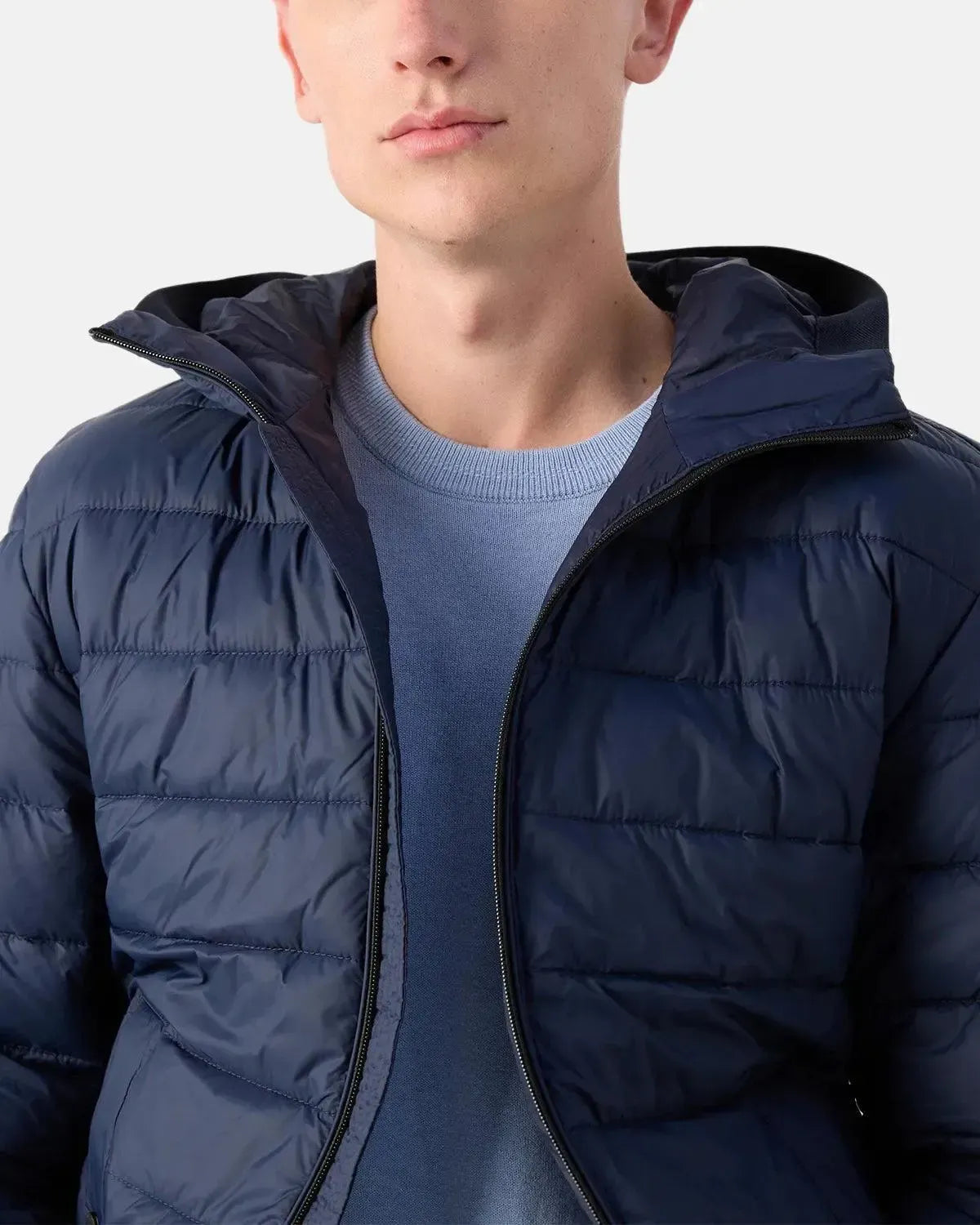 BOSS ODENIS HOODED PUFFER JACKET DARK BLUE