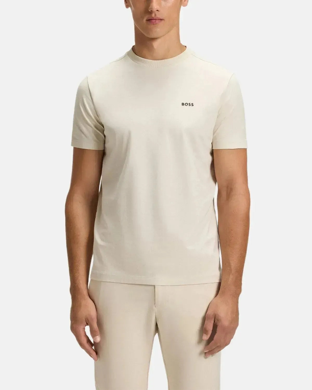 BOSS STRETCH COTTON LOGO T-SHIRT NATURAL