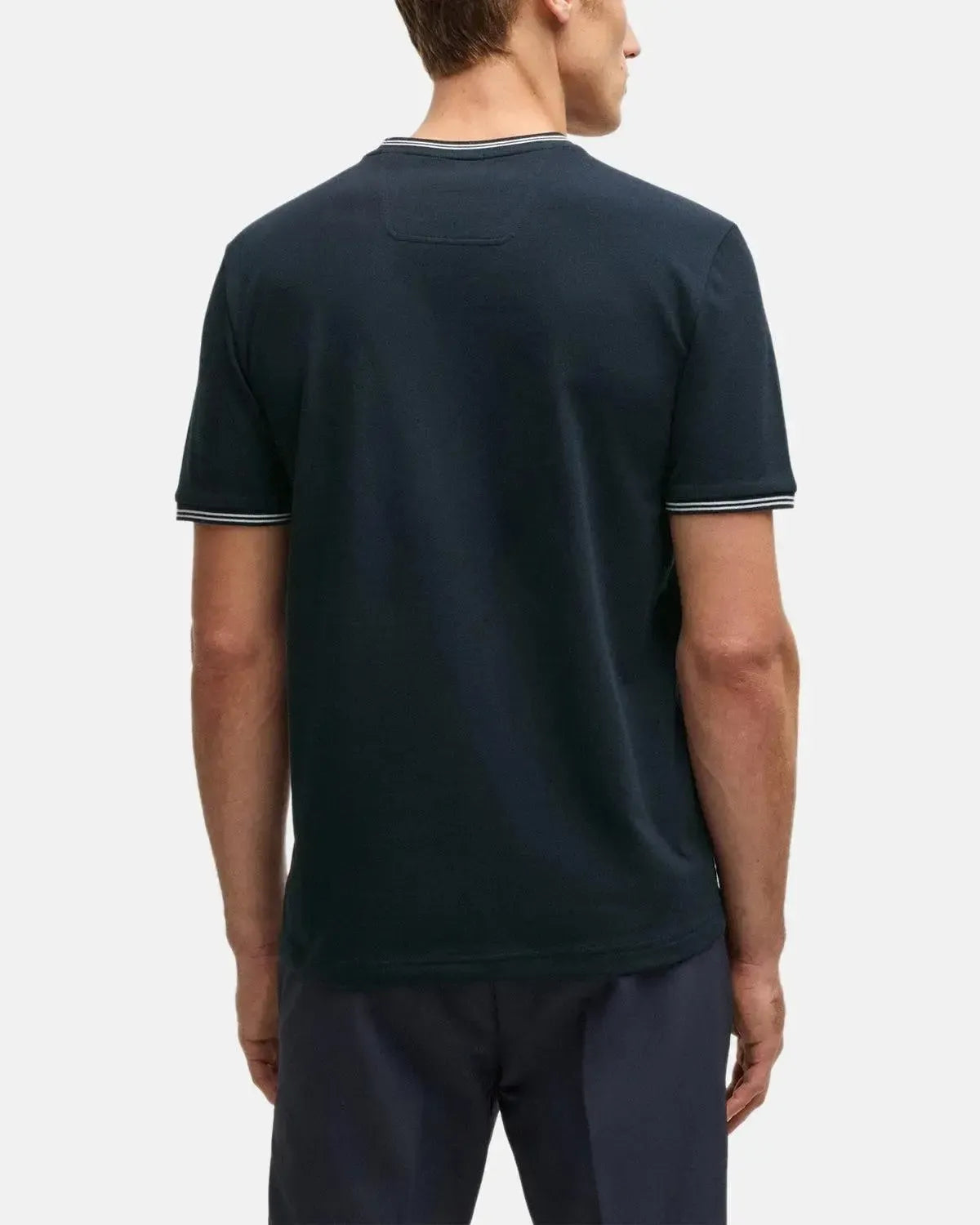 BOSS TAUL STRETCH COTTON TIPPED T-SHIRT DARK BLUE