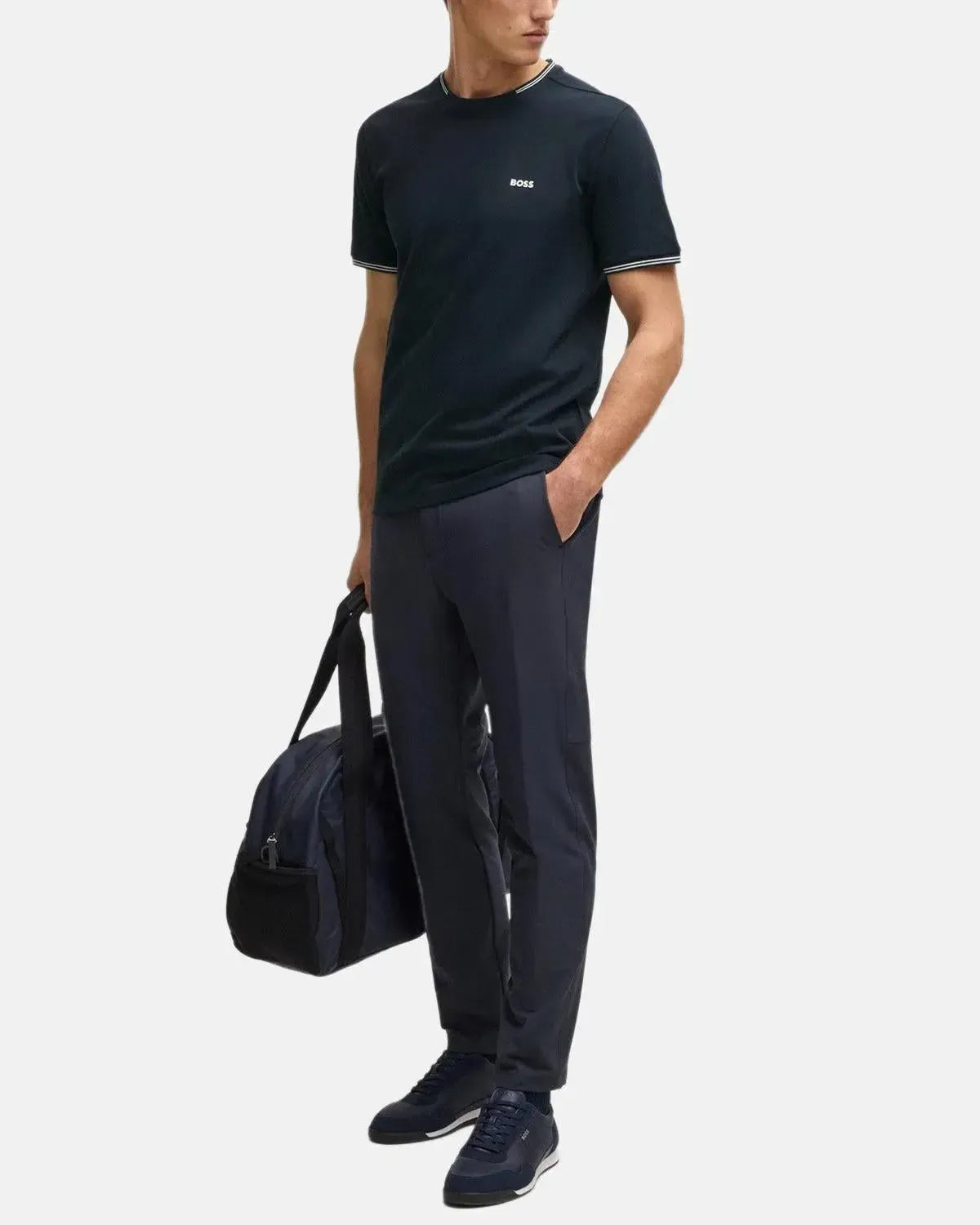 BOSS TAUL STRETCH COTTON TIPPED T-SHIRT DARK BLUE