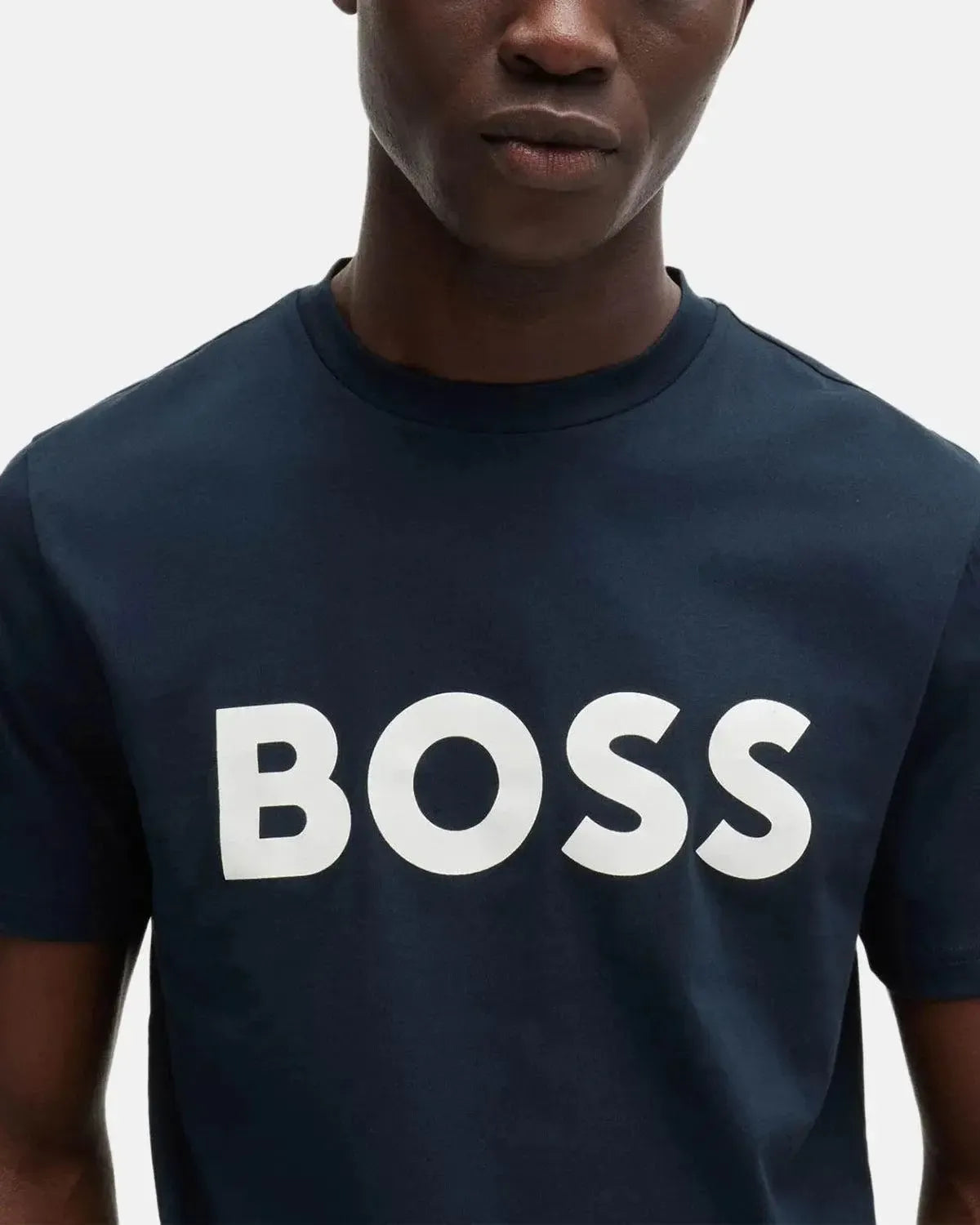 BOSS THINKING 1 RUBBER PRINT LOGO T-SHIRT DARK BLUE
