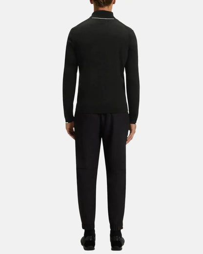 BOSS K-EVERX 1/4 ZIP COTTON KNIT BLACK