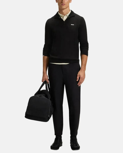 BOSS K-EVERX 1/4 ZIP COTTON KNIT BLACK