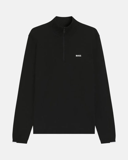 BOSS K-EVERX 1/4 ZIP COTTON KNIT BLACK