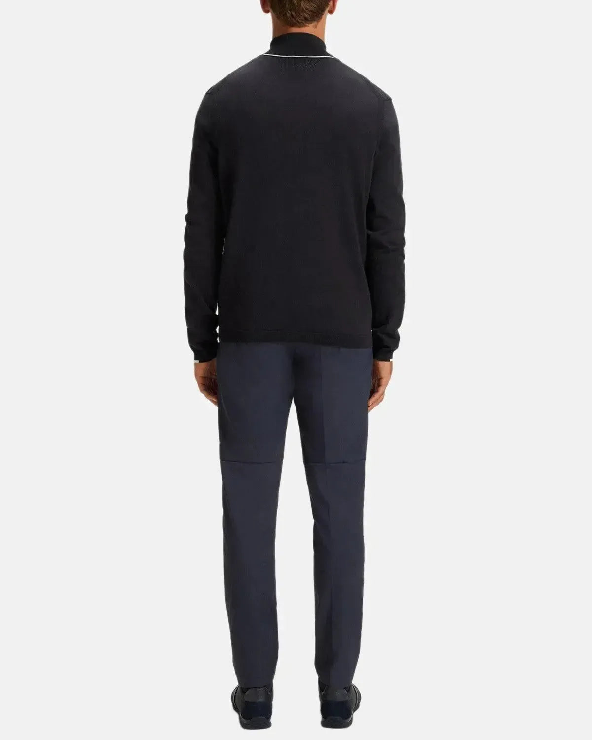 BOSS K-EVERX 1/4 ZIP COTTON KNIT DARK BLUE