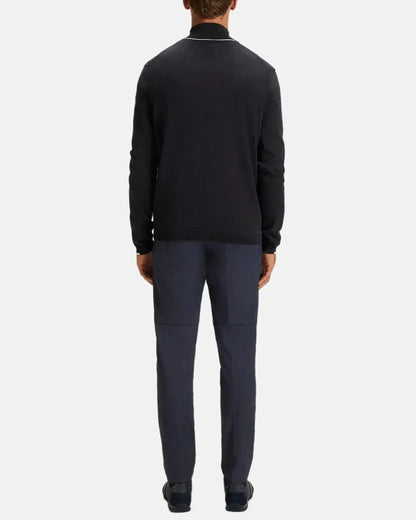 BOSS K-EVERX 1/4 ZIP COTTON KNIT DARK BLUE