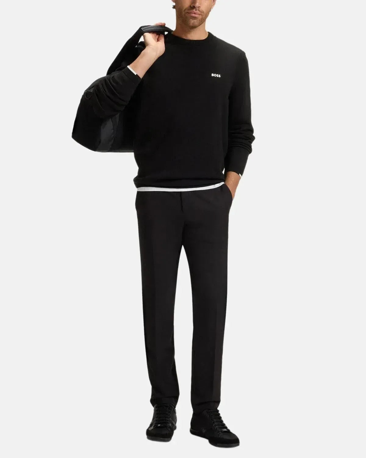 BOSS K-EVERX CREWNECK COTTON KNIT BLACK