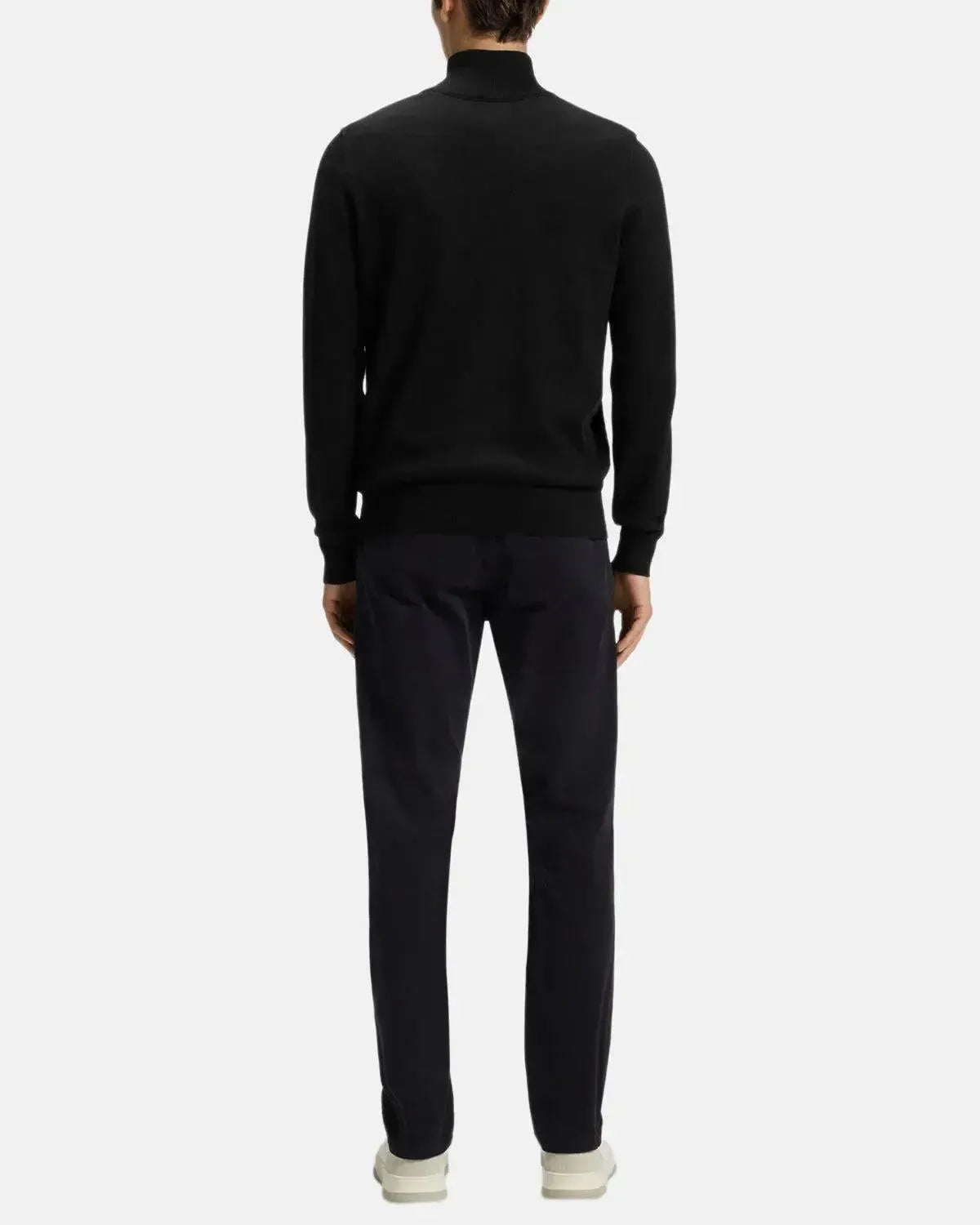 BOSS KANOBIX 1/4 ZIP COTTON CASHMERE KNIT BLACK