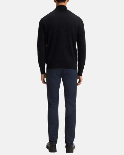 BOSS KANOBIX 1/4 ZIP COTTON CASHMERE KNIT DARK BLUE