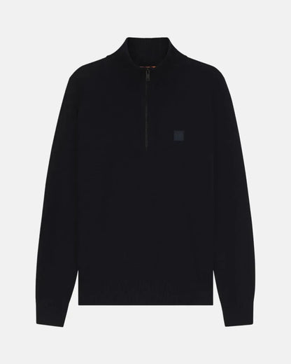 BOSS KANOBIX 1/4 ZIP COTTON CASHMERE KNIT DARK BLUE