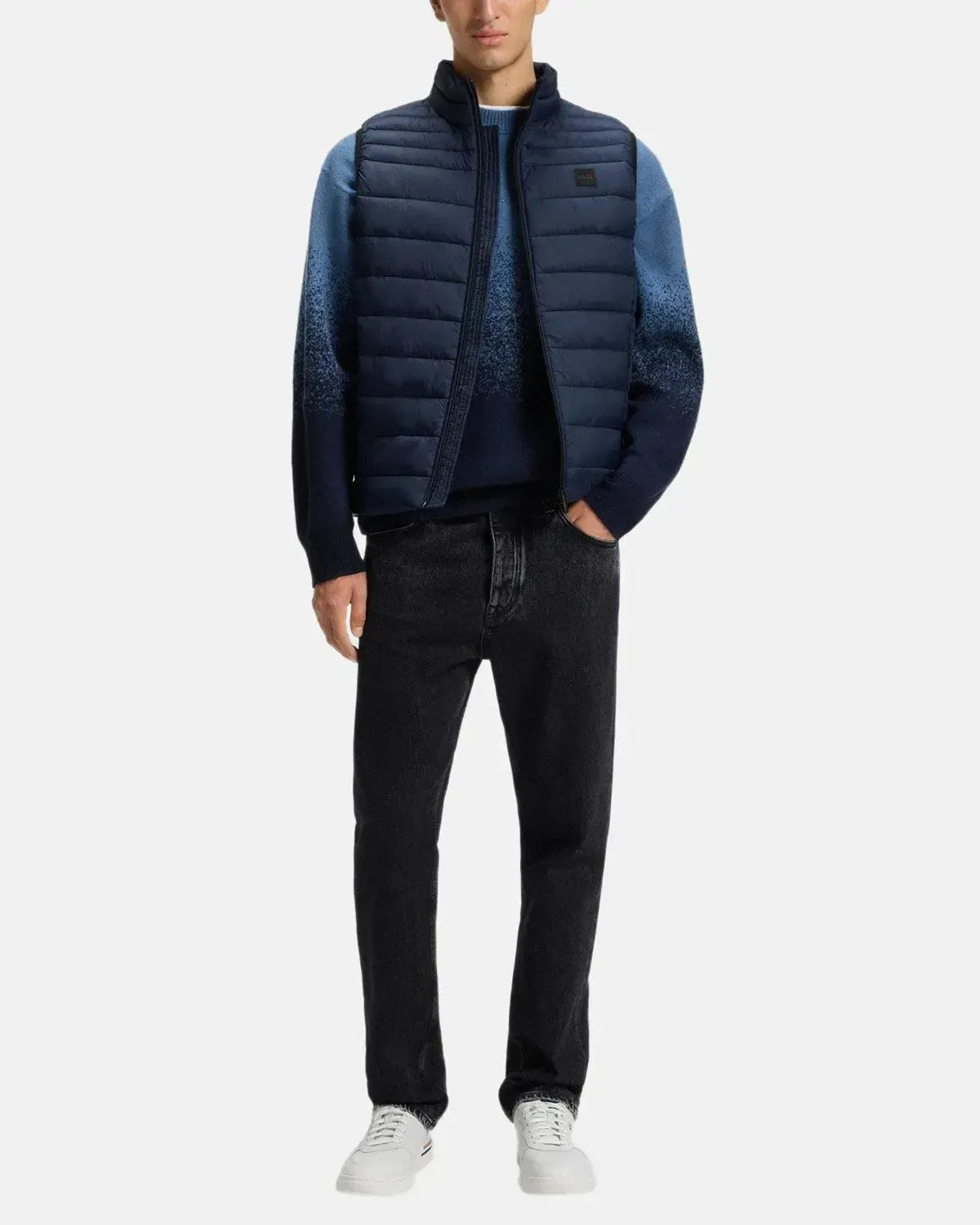 BOSS ODEN SLIM FIT PACKABLE GILET DARK BLUE