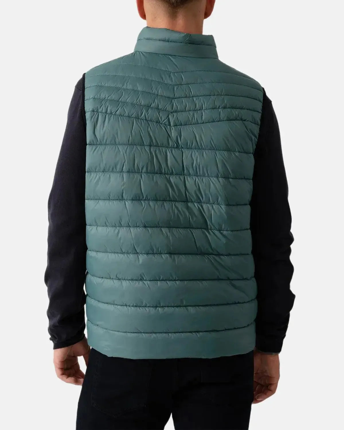 BOSS ODEN SLIM FIT PACKABLE GILET OPEN GREEN