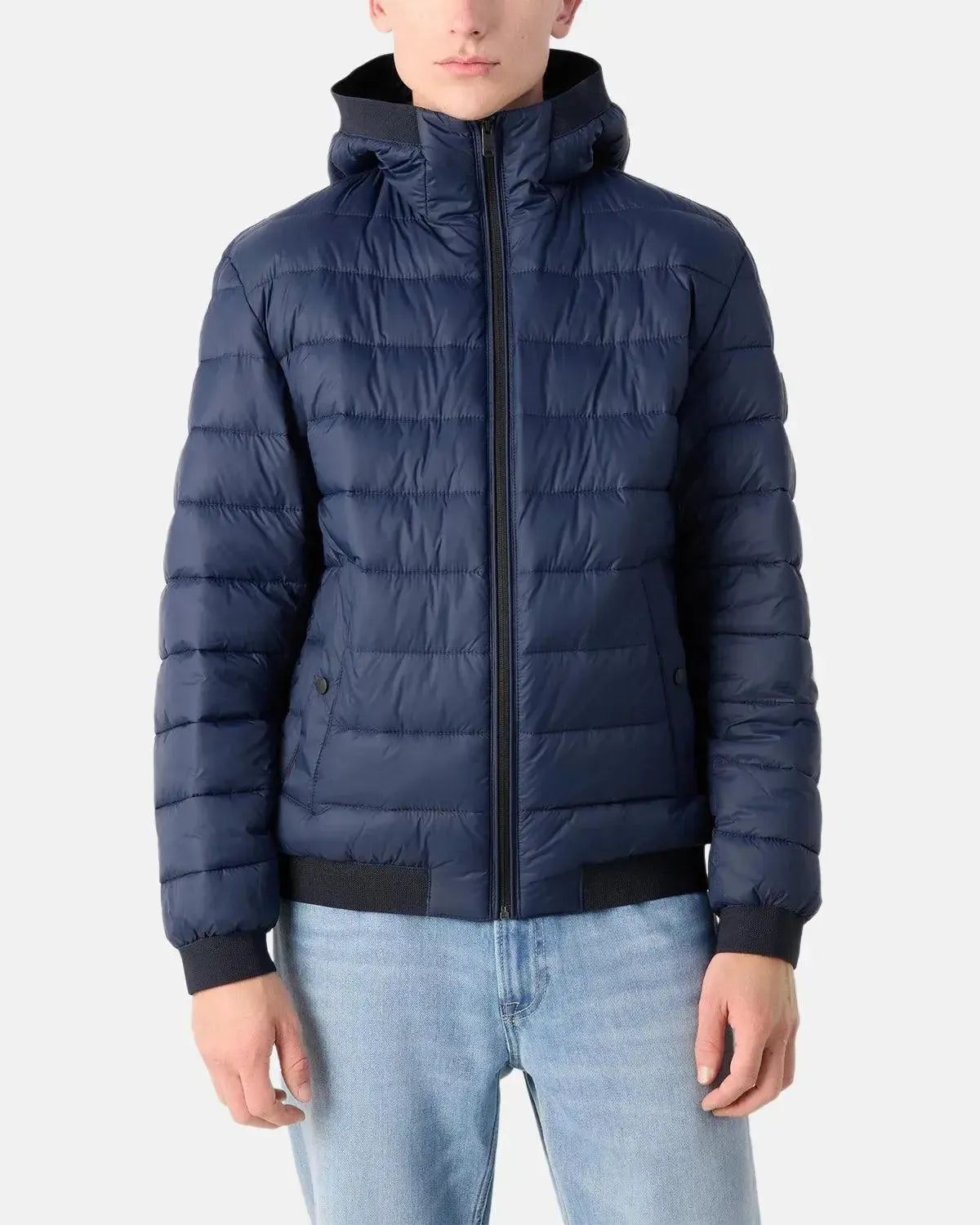 BOSS ODENIS HOODED PUFFER JACKET DARK BLUE