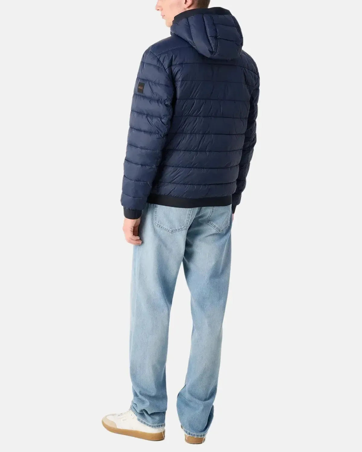 BOSS ODENIS HOODED PUFFER JACKET DARK BLUE