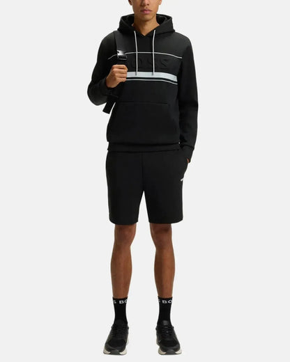 BOSS SOODY ZONE EMBOSSED LOGO HOODIE BLACK