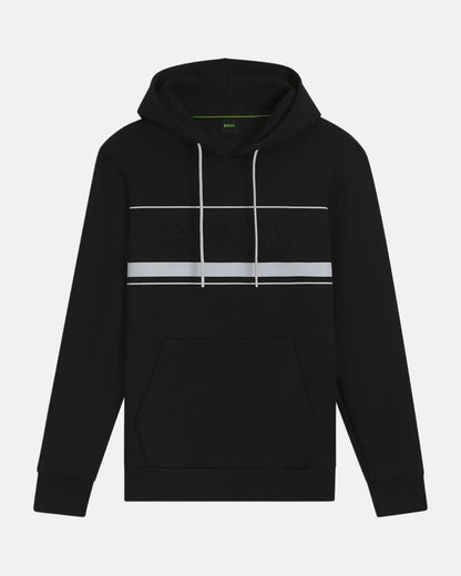 BOSS SOODY ZONE EMBOSSED LOGO HOODIE BLACK