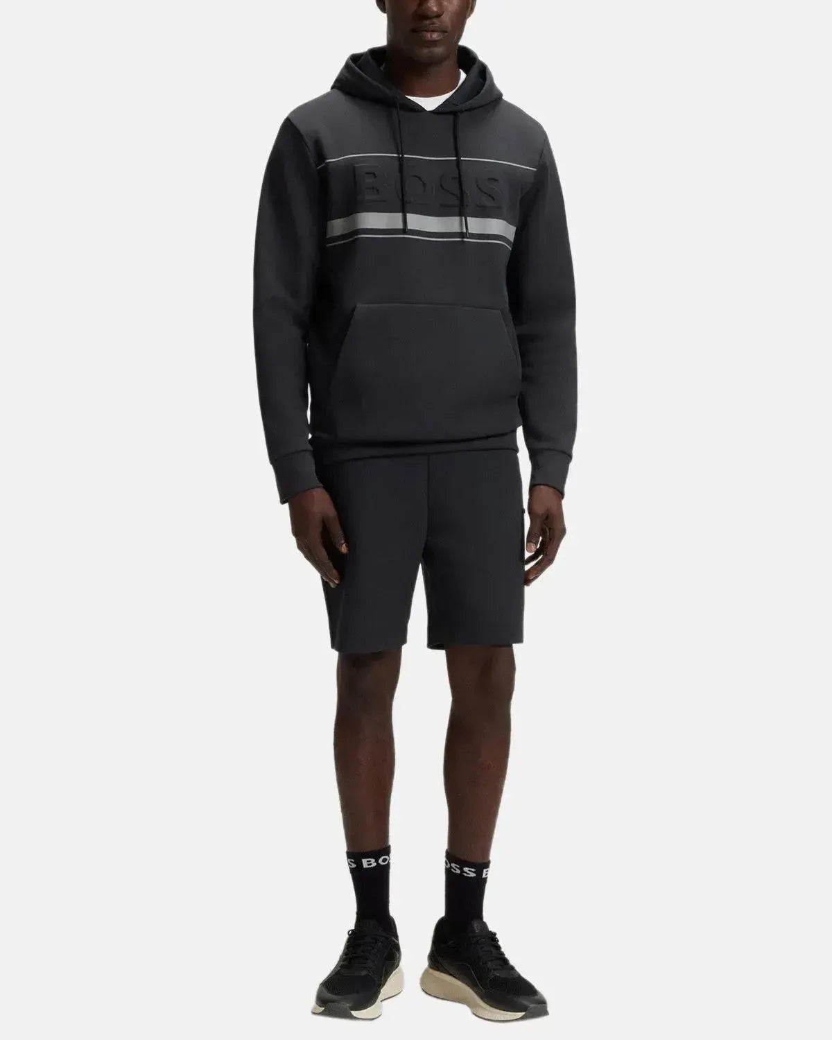 BOSS SOODY ZONE EMBOSSED LOGO HOODIE DARK BLUE