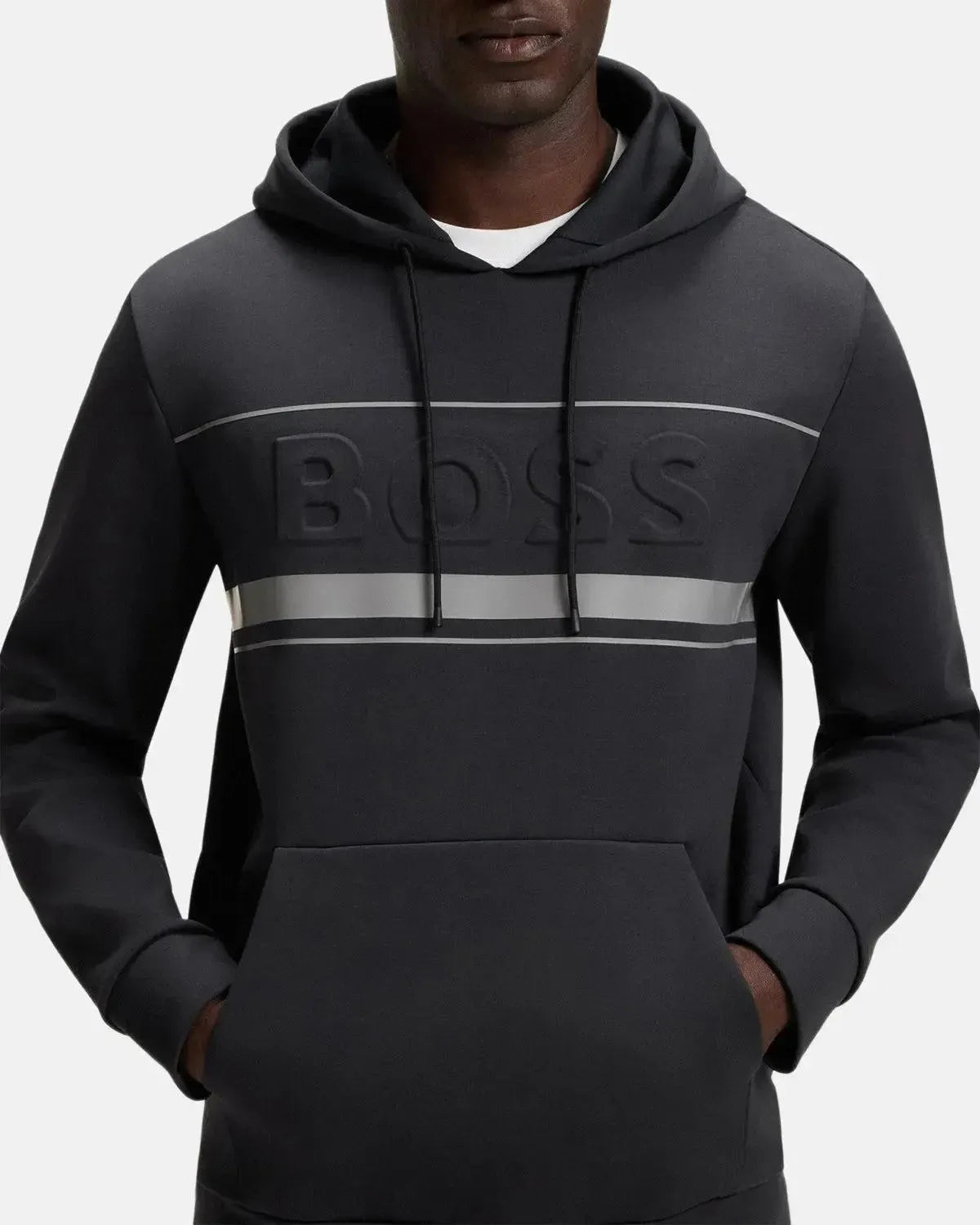BOSS SOODY ZONE EMBOSSED LOGO HOODIE DARK BLUE