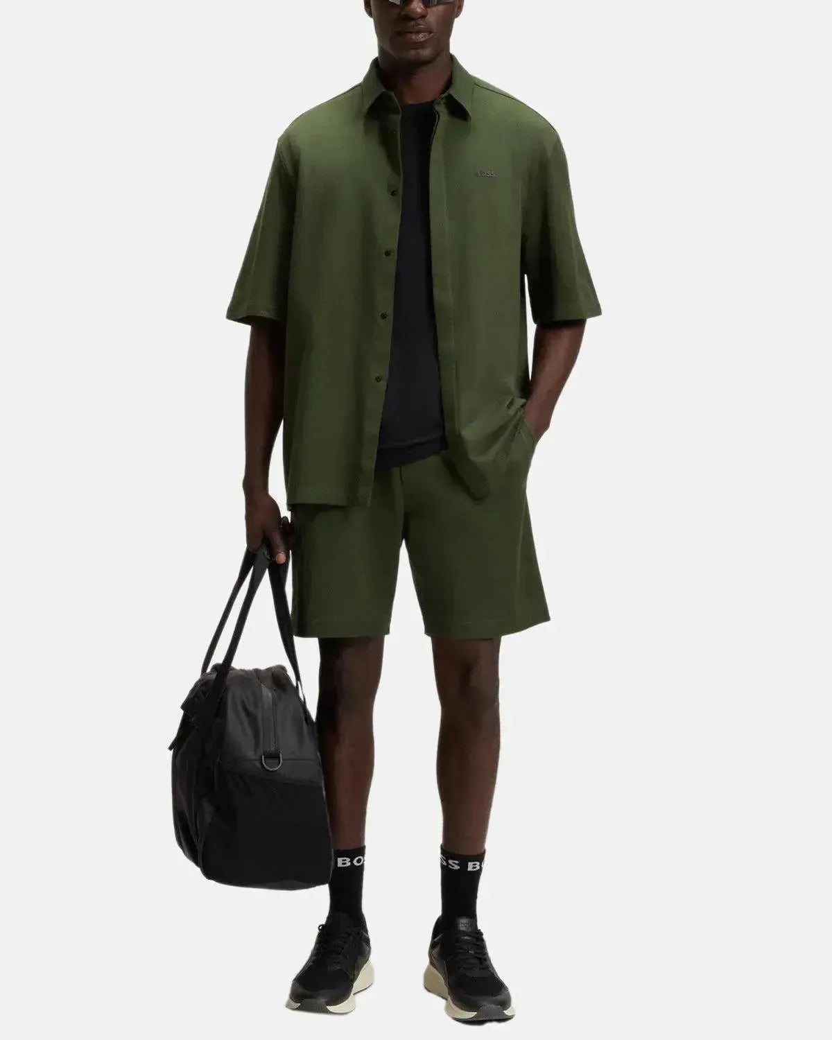 BOSS STRETCH COTTON LOGO T-SHIRT BLACK