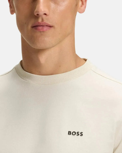 BOSS STRETCH COTTON LOGO T-SHIRT NATURAL