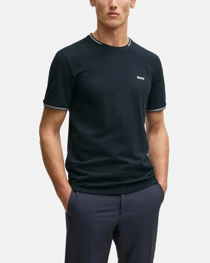 BOSS TAUL STRETCH COTTON TIPPED T-SHIRT DARK BLUE