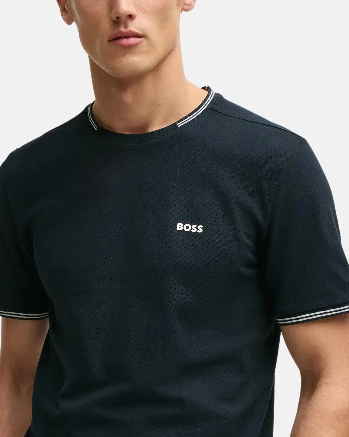 BOSS TAUL STRETCH COTTON TIPPED T-SHIRT DARK BLUE