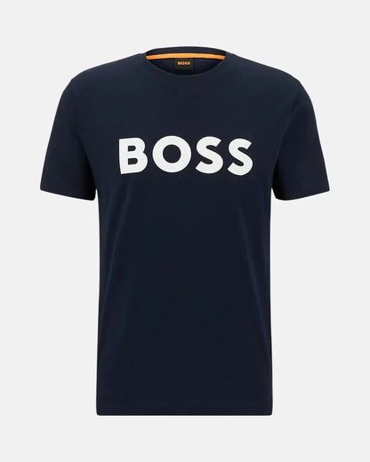 BOSS THINKING 1 RUBBER PRINT LOGO T-SHIRT DARK BLUE